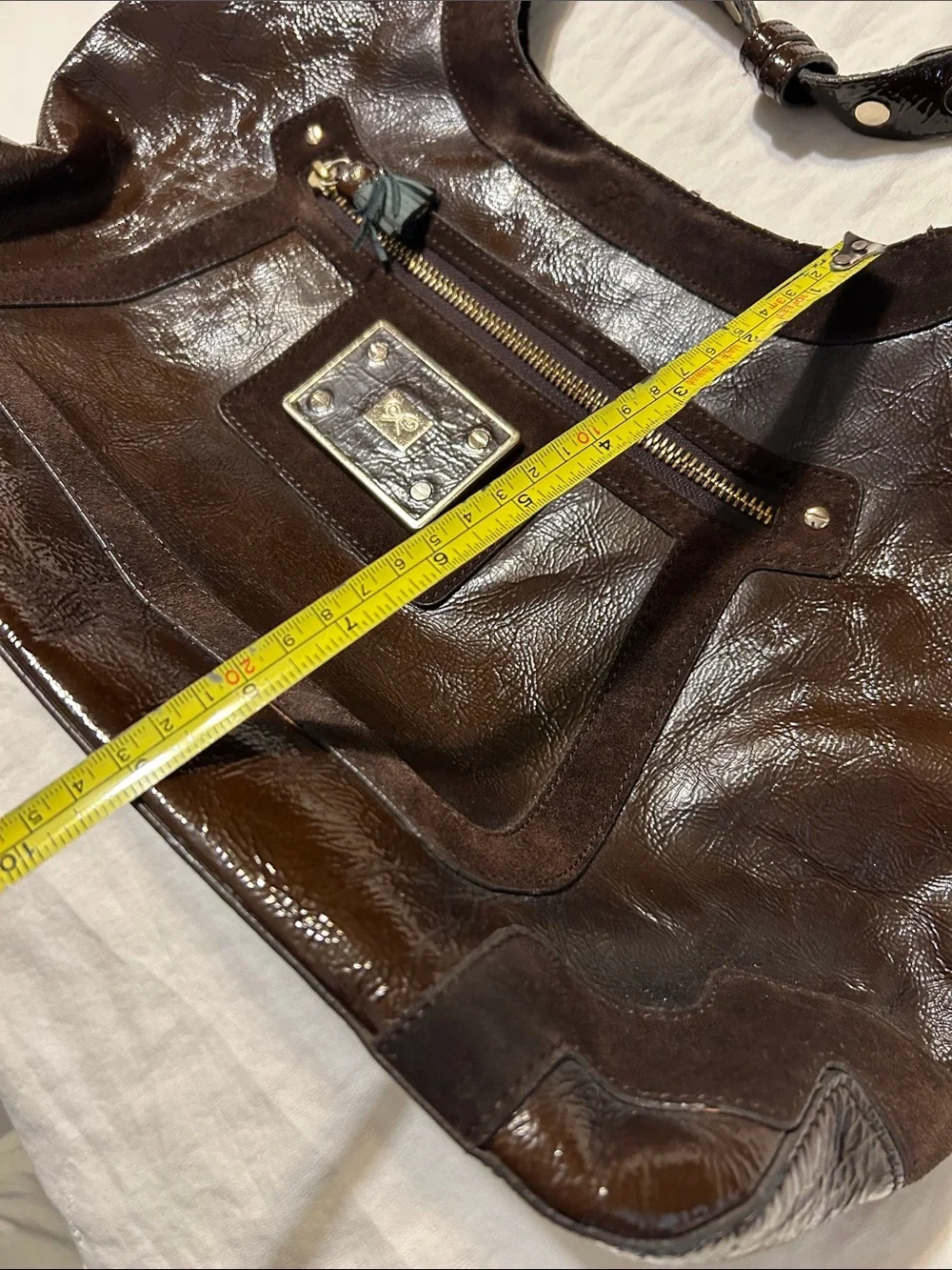 Anya Hindmarch Dark Brown Leather Messenger Shoulder Bag
